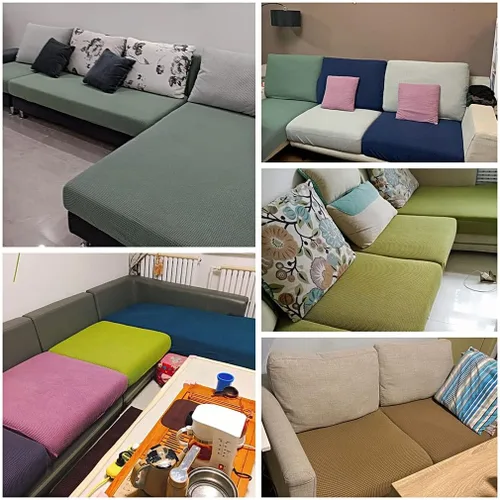 Vista 3 de Funda elástica para cojín de sofá, funda protectora para muebles de sofá, funda de asiento de sofá, estampado floral con parte inferior elástica, #17