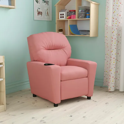 Vista 10 de EMMA + OLIVER Reclinable infantil de microfibra azul con portavasos
