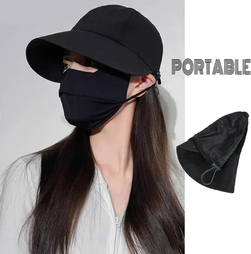 Vista 4 de huablo UPF 50+ Womens Sun Hat Wide Brim Sun Hat UV Protection Hiking Fishing Hat Adjustable Head Circumference for Easy Carry Negro