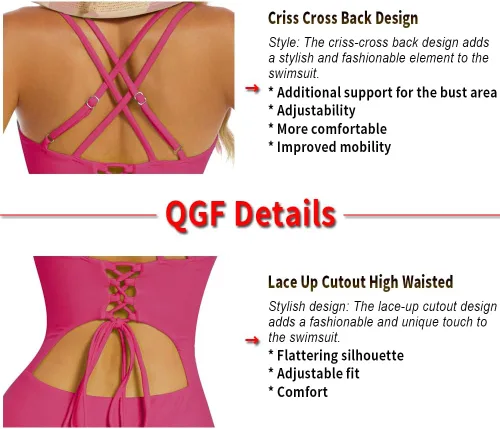 Vista 5 de Traje de baño de una pieza mejorado para mujer, trajes de baño con control de abdomen, diseño único sexy con espalda cruzada, traje de baño fruncido