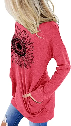 Vista 3 de onlypuff Sudaderas tipo túnica con estampado de bolsillo para mujer