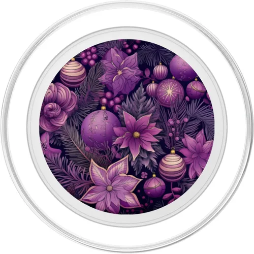 Vista 2 de PopSockets MagSafe PopGrip de Navidad con diseño floral morado para iPhone