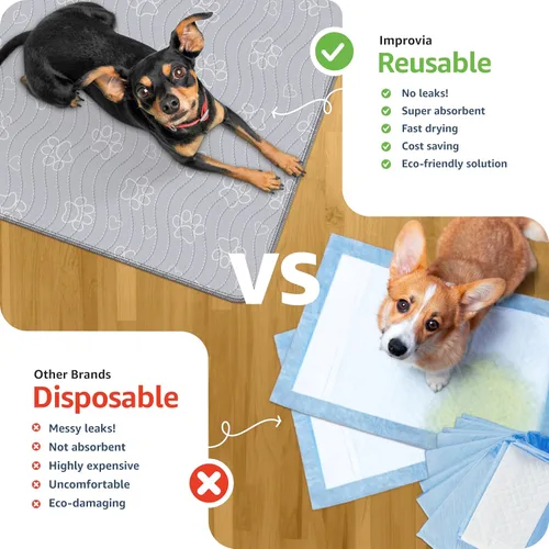 Vista 3 de IMPROVIA® Almohadilla reutilizable para cachorros, impermeable, extra absorbente, lavable para entrenamiento de perros, parto y más, protege tus