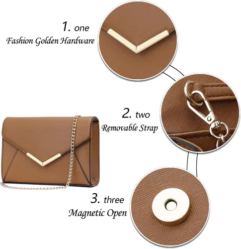 Vista 4 de KKXIU Elegante bolso de mano de piel sintética para mujer, bolso de mano plegable para fiesta, boda, baile de graduación
