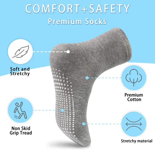 Vista 6 de GRPSKCOS Calcetines Antideslizantes para Bebés 12 Pares Calcetines Antideslizantes para Niños Pequeños de 0-7 Años Infantes Niños Pequeños Niños