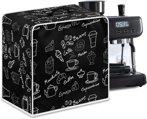 Vista 34 de Funda para cafetera, poliéster, azul, se adapta a la mayoría de máquinas de café estándar, protector resistente al polvo, huellas dactilares