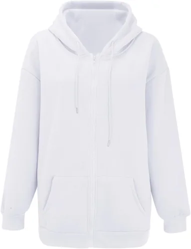 Vista 5 de SHAOBGE Sudaderas de otoño para mujer, sudaderas con cremallera de gran tamaño, ropa Y2K, chaqueta casual con cordón y bolsillos