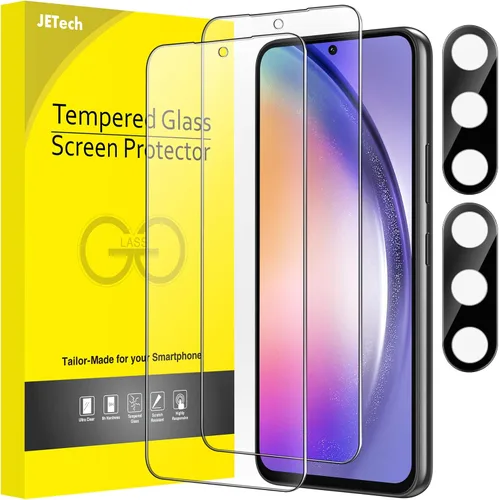Vista 10 de JETech Protector de pantalla para Samsung Galaxy A15 4G / 5G de 6.5 pulgadas con protector de lente de cámara, película de vidrio templado