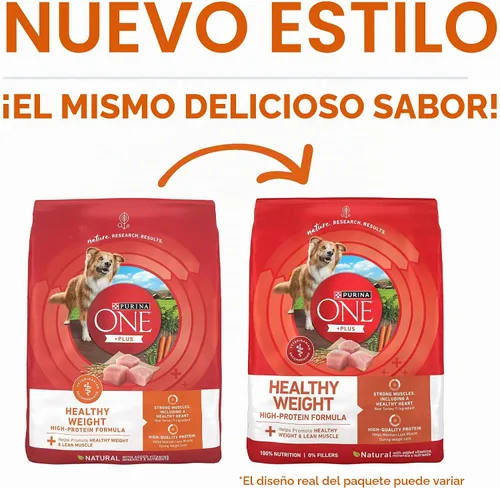 Vista 2 de Purina ONE SmartBlend Natural Peso saludable, fórmula para adulto, alimentos secos para perros y comida húmeda para perros