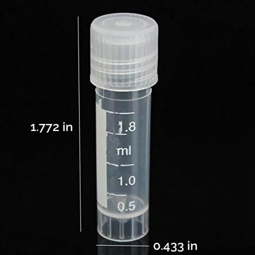 Vista 4 de CynKen Tubo criogénico criogénico de plástico graduado de 20pcs 0.1 fl oz con tapa