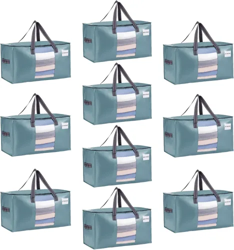 Vista 38 de VENO Paquete de 4 bolsas de mudanza resistentes, bolsas de almacenamiento de ropa y edredón con ventana transparente, suministros de embalaje