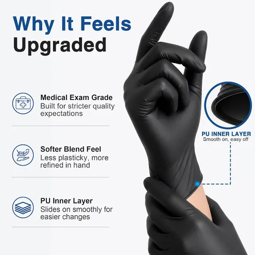 Vista 5 de Schneider Vinyl Synthetic Exam Gloves, 4 Mil, Latex Free Disposable Gloves for Medical, Cooking, Cleaning, and Food Prep