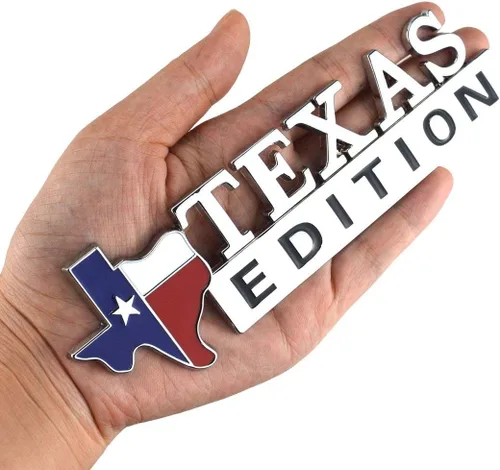 Vista 7 de 1x Emblema de bandera estatal de estrella de Texas en metal cromado Edición Texas (negro y blanco) para guardabarros y puerta lateral