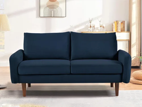 Vista 13 de Container Furniture Direct Kent Sofá biplaza de terciopelo para salas de estar modernas y espacios compactos, cómodo sofá de 2 plazas, muebles