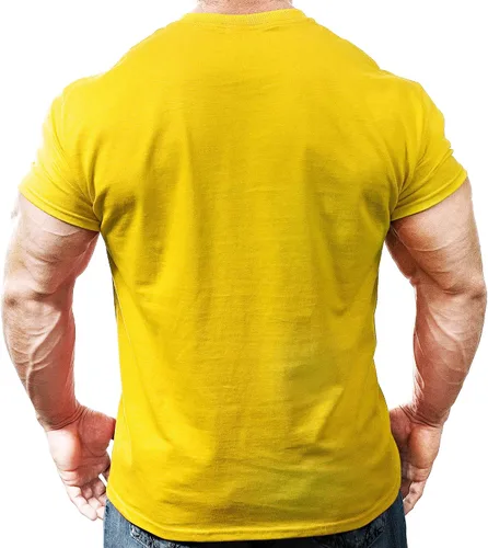 Vista 2 de Monsta Clothing Co. Hombres Entrenamiento (HRD-LVN HardLivin) Camiseta de Gimnasio Atlético (G:YW) Amarillo, Amarillo