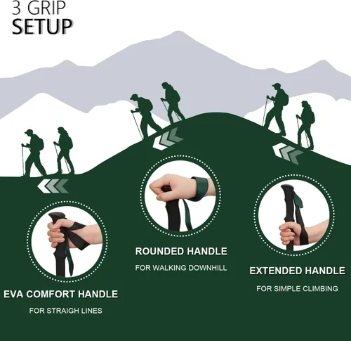 Vista 5 de TheFitLife Bastones de senderismo plegables para senderismo – Bastones plegables ligeros para hombres y mujeres con mango de espuma extra largo