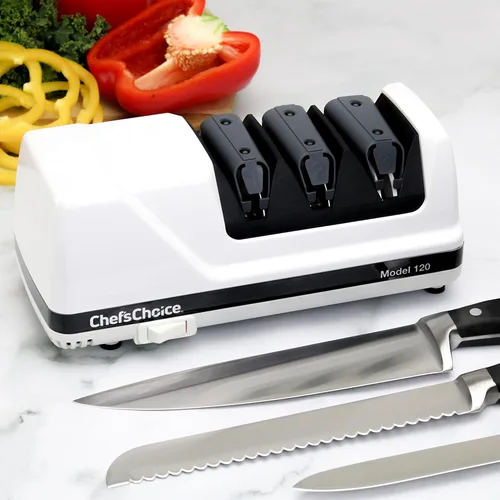Vista 4 de Chef's Choice afilador de cuchillos profesional de 3 capas, afilador de 120 diamantes, ninguno , Blanco