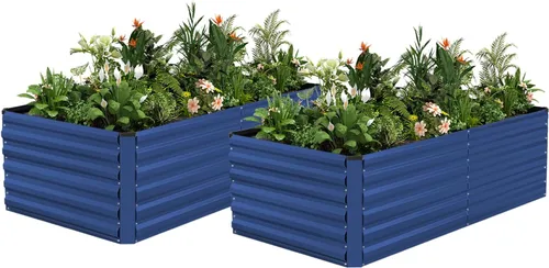 Vista 8 de NAVINE Cama de jardín elevada de 8 x 4 x 2 pies, macetas elevadas de metal grande, macetas para plantas al aire libre para verduras, flores