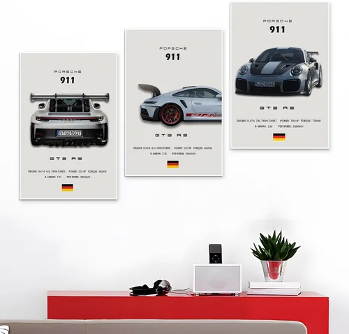 Vista 5 de VejiA Póster de automóvil en lienzo para pared, póster 911 GT Turbo para hombres, decoración estética de dormitorio (12 x 18, sin marco 2)