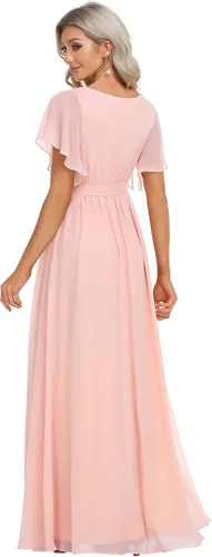 Vista 2 de Ever-Pretty Vestido de noche formal de gasa con cuello en V y mangas para mujer 0164A