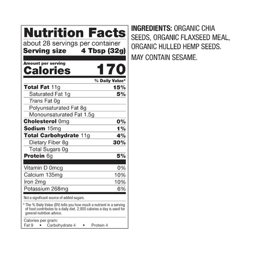 Vista 2 de BetterBody Foods Superfood Organic Super Seeds - Semillas de lino de chía y cáñamo, mezcla de semillas de chía orgánicas, semillas de lino molido