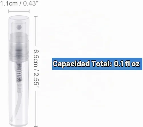 Vista 2 de Thyores Mini botella de espray de 50PCS 0.1 fl oz, atomizador de botella de Contenedor recargable de limpieza adecuado para viajes, aceites