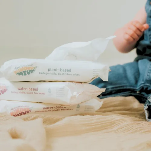 Vista 5 de Kinder by Nature Toallitas para bebés a base de plantas, 100% biodegradables y compostables, 672 unidades (12 paquetes de 56), 99% ingredientes a