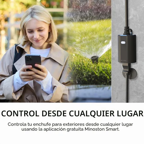 Vista 3 de Enchufe inteligente para exteriores con enchufe WiFi resistente, control remoto, impermeable, compatible con Alexa Google Assistant, no requiere