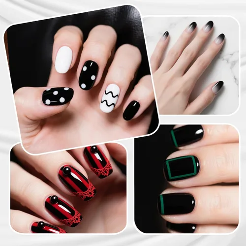 Vista 8 de Esmalte de uñas negro, esmalte de uñas de secado rápido, sin rayas, esmalte de uñas de larga duración para uñas de boda de otoño, manicura acogedora