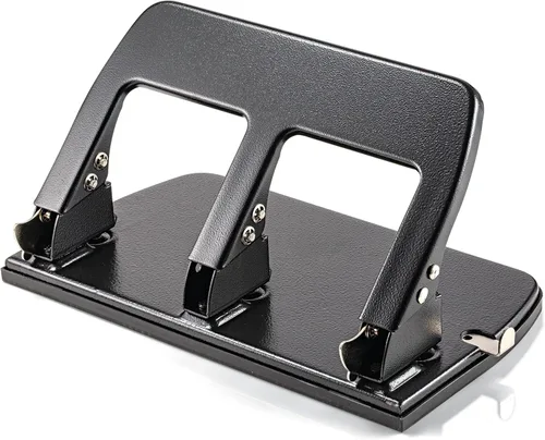 Vista 11 de Officemate Medium Duty - Perforadora de 3 agujeros con mango ergonómico, capacidad para 30 hojas, color negro (90088)