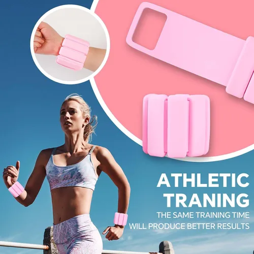 Vista 6 de Muñequera ajustable de 2 libras para mujer, pesas de tobillo, juego de 2 piezas de silicona, impermeable, cómodo y transpirable, ideal para yoga