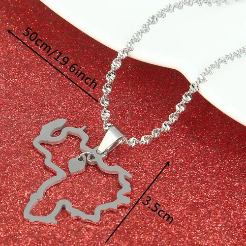 Vista 5 de Collar con colgante de mapa de Venezuela de acero inoxidable