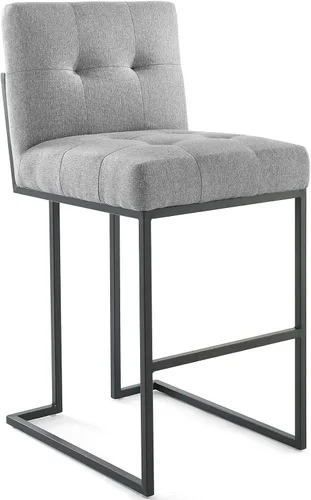 Vista 10 de Modway Privy Taburete tapizado de tela de acero inoxidable negro, beige