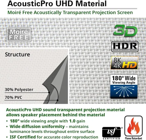 Vista 7 de Elite Screens Spectrum AcousticPro UHD, pantalla de proyector eléctrica motorizada de 100 pulgadas sin moiré, tejido perforado transparente al Negro