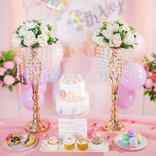 Vista 2 de Centros de mesa de flores para mesas de boda: decoraciones de mesa de boda, bolas de flores blancas, centros de mesa para compromiso, ceremonia