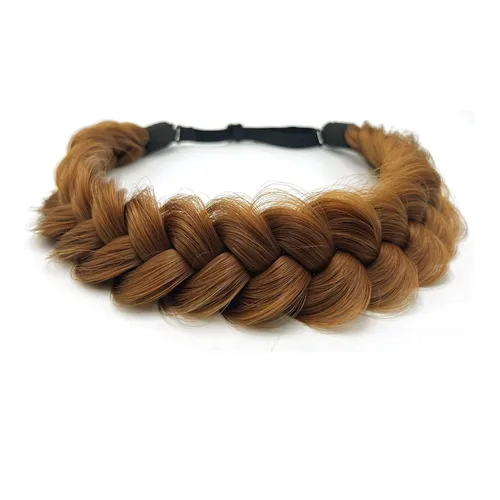 Vista 32 de Diadema trenzada sintética clásica de cabello con hebras anchas para boda, trenzas esponjosas desordenadas, banda para peluca, accesorio de belleza
