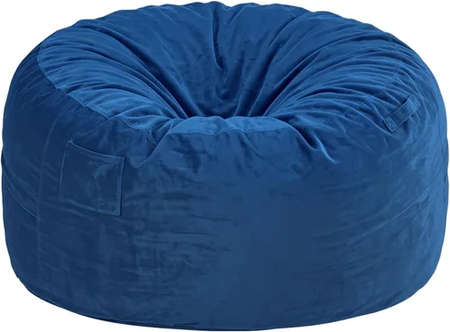 Vista 7 de Homguava Silla de Puf de 3 pies: Pufs de 3' con espuma viscoelástica, sillas de puf grandes y suaves con sofá de terciopelo holandés - Azul