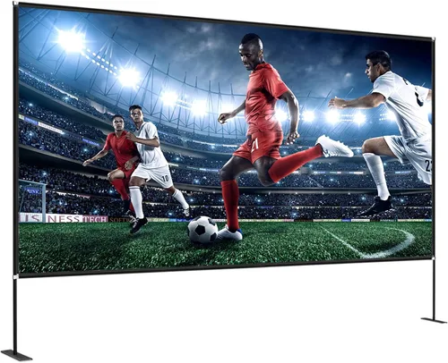 Vista 11 de VEVOR Pantalla de cine para exteriores con soporte, pantalla de película portátil de 150 pulgadas, pantalla de proyector de gran angular HD 16:9