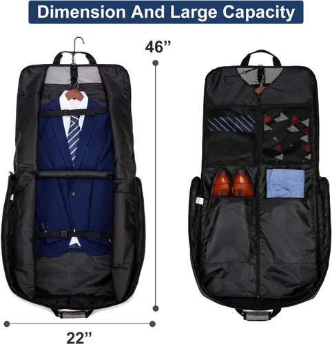 Vista 2 de Bolsa de viaje grande de viaje para hombres de 40 pulgadas, 3 bolsas de ropa para viajes de negocios, maletas colgantes 2 en 1 para viajes, bolsa