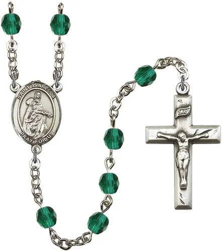 Vista 16 de Bonyak Jewelry Rosario chapado en plata de Santa Isabel de Portugal: cada mes de nacimiento color y más