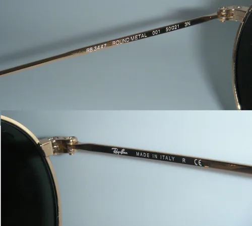 Vista 4 de Ray-Ban Authentic RB 3447 001 - Lentes redondas de metal dorado con marco dorado
