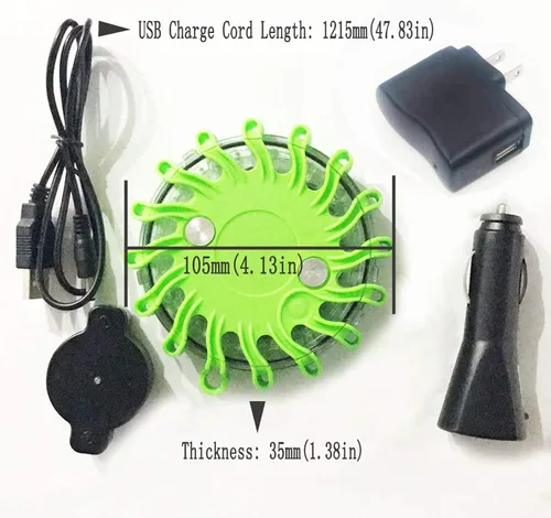 Vista 3 de Baliza Luminosa de Seguridad Recargable para Coche de 16 LED de Samso, LED de Aviso Intermitente, Estroboscópica, para Emergencias, Magnética
