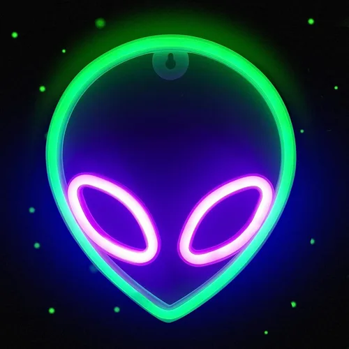 Vista 7 de Luz de neón alienígena verde LED de neón extranjero USB