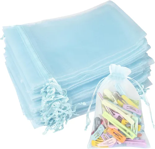 Vista 7 de Partyeah 50 bolsas de organza de 4 x 6 pulgadas, pequeñas bolsas de malla para joyas, bolsas con cordón para bolsas de regalo de organza de dulces