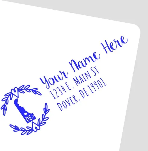 Vista 77 de State of Alabama Wreath Duo Hand Address Stamp - Personalized Rubber Stamp Montaje manual Duo