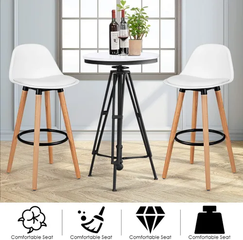 Vista 6 de COSTWAY Juego de 2 taburetes de bar, modernos taburetes de cocina sin brazos con asiento de piel sintética suave, taburete de altura de barra