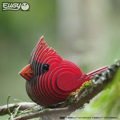 Vista 6 de EUGY 068 Cardinal - Rompecabezas de papel 3D ecológico [nuevo sello]