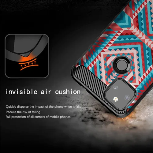 Vista 4 de CasesOnDeck - Funda compatible con Google Pixel 5A (2021) / Pixel 5A 5G] Funda de TPU suave con textura de fibra de carbono flexible (Tribal)