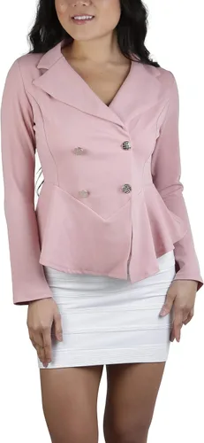 Vista 39 de ToBeInStyle Blazers de manga larga con cremallera y botones para mujer