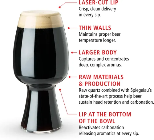 Vista 2 de Spiegelau Craft Beer Stout - Juego de 4 vasos de cerveza sin plomo, hechos en Europa, vasos de cerveza modernos, aptos para lavavajillas, juego